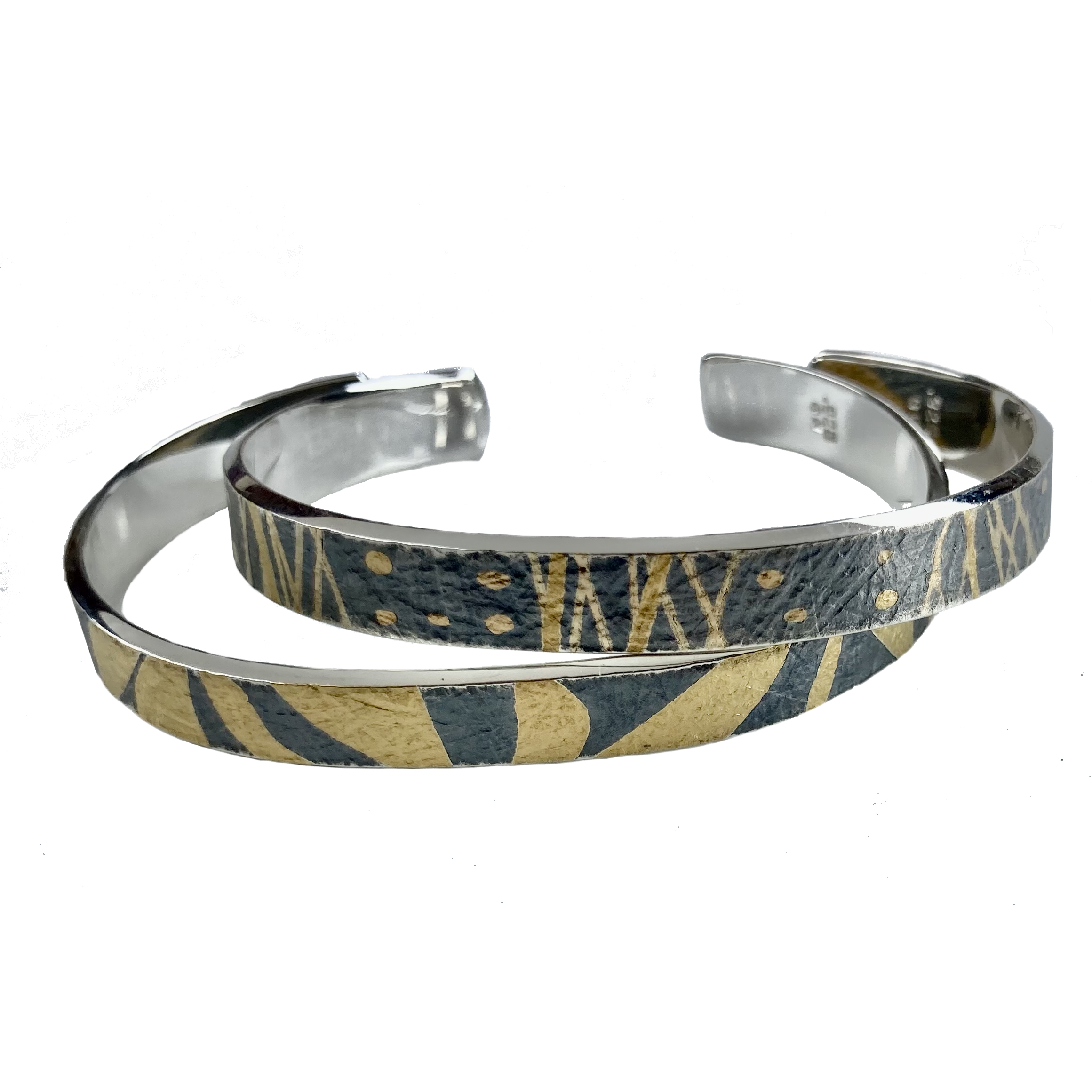 Stackable Bracelets in Sterling Silver, 22k and 24k