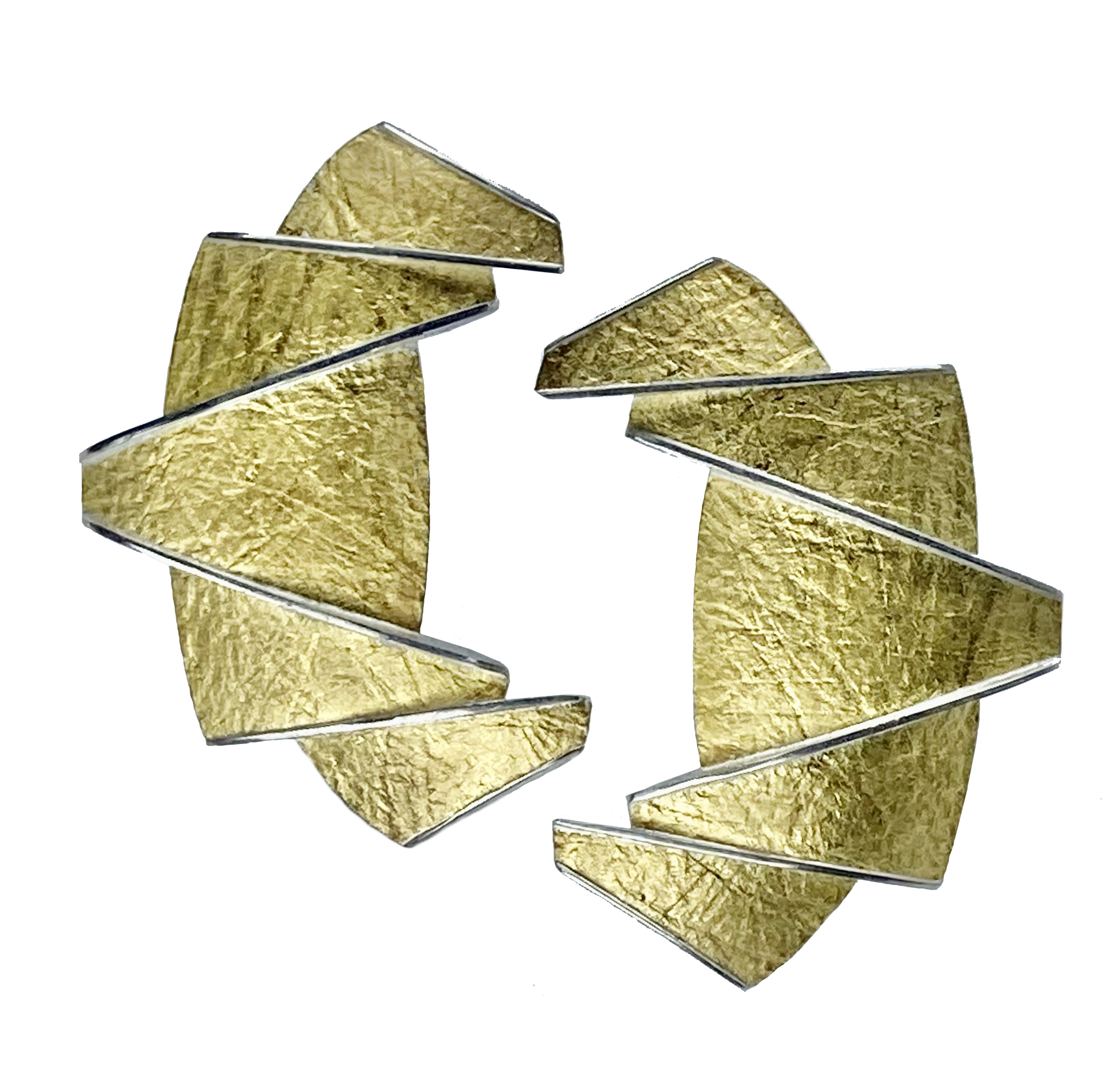 Gold and Silver Trapezoid Earrings