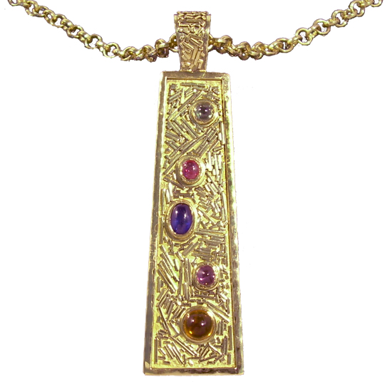 18K Eutecticly Fused Pendant with Tourmalines