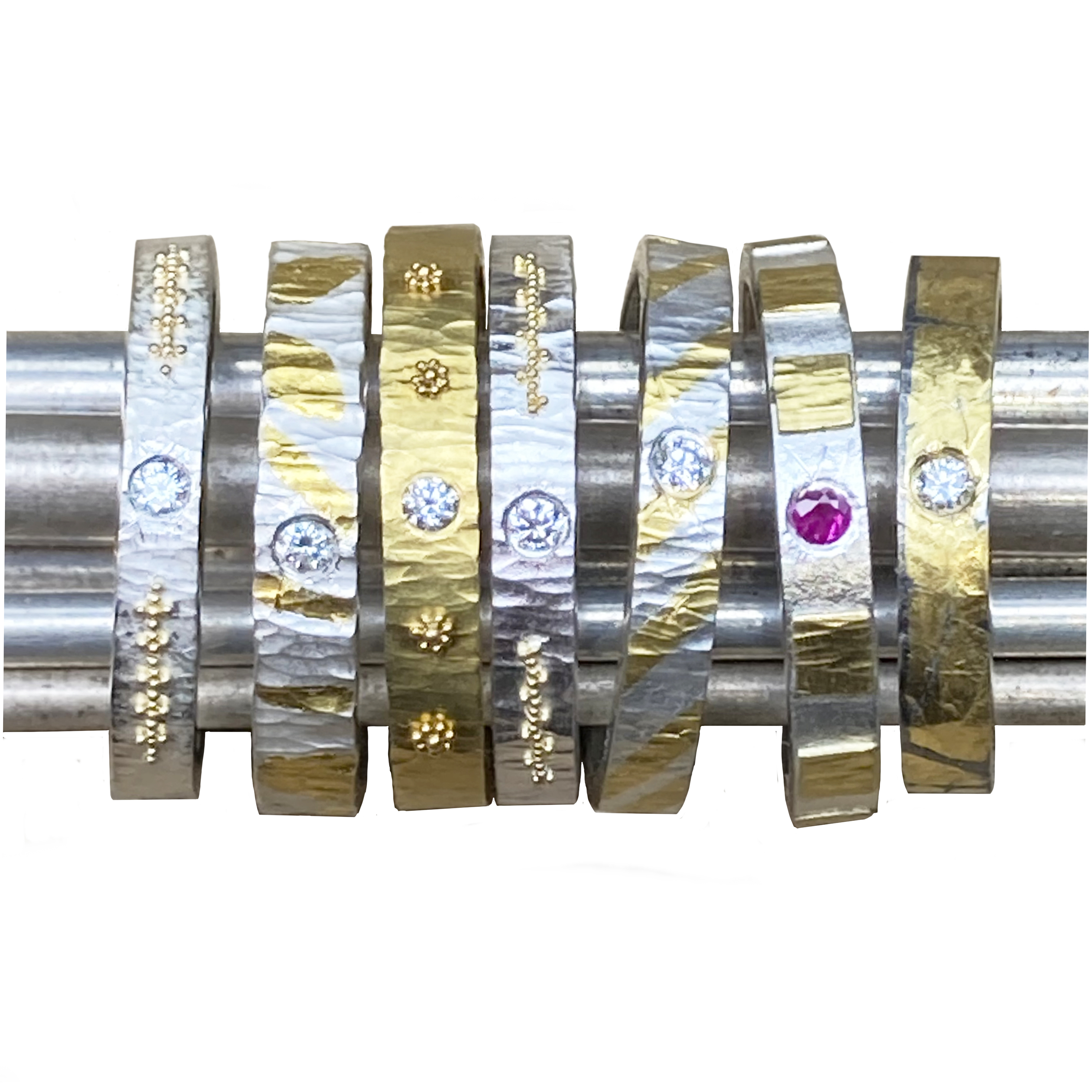 Stackable SS and Gold with diamonds and Gems